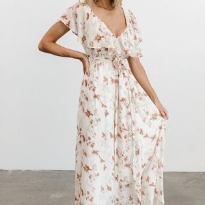 Baltic Born Katya Ruffle Maxi Dress, Rust Print, Size XXXL